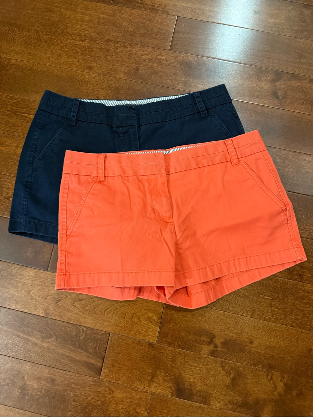 J. Crew Coral and Navy Cotton Chino Shorts Duo